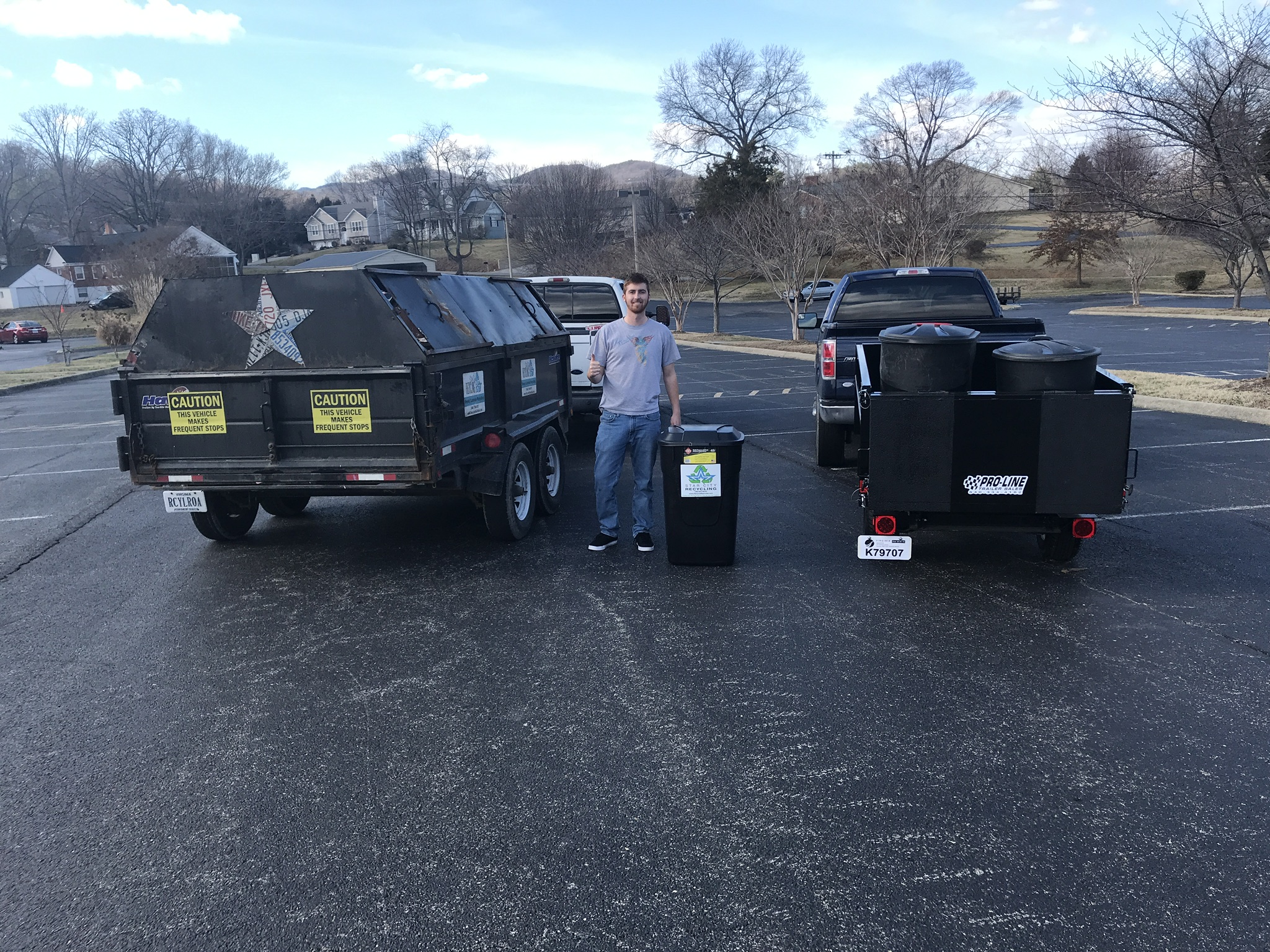 Ed Arsura, founder of Star City Recycling, with the recycling trailer in Roanoke County, VA